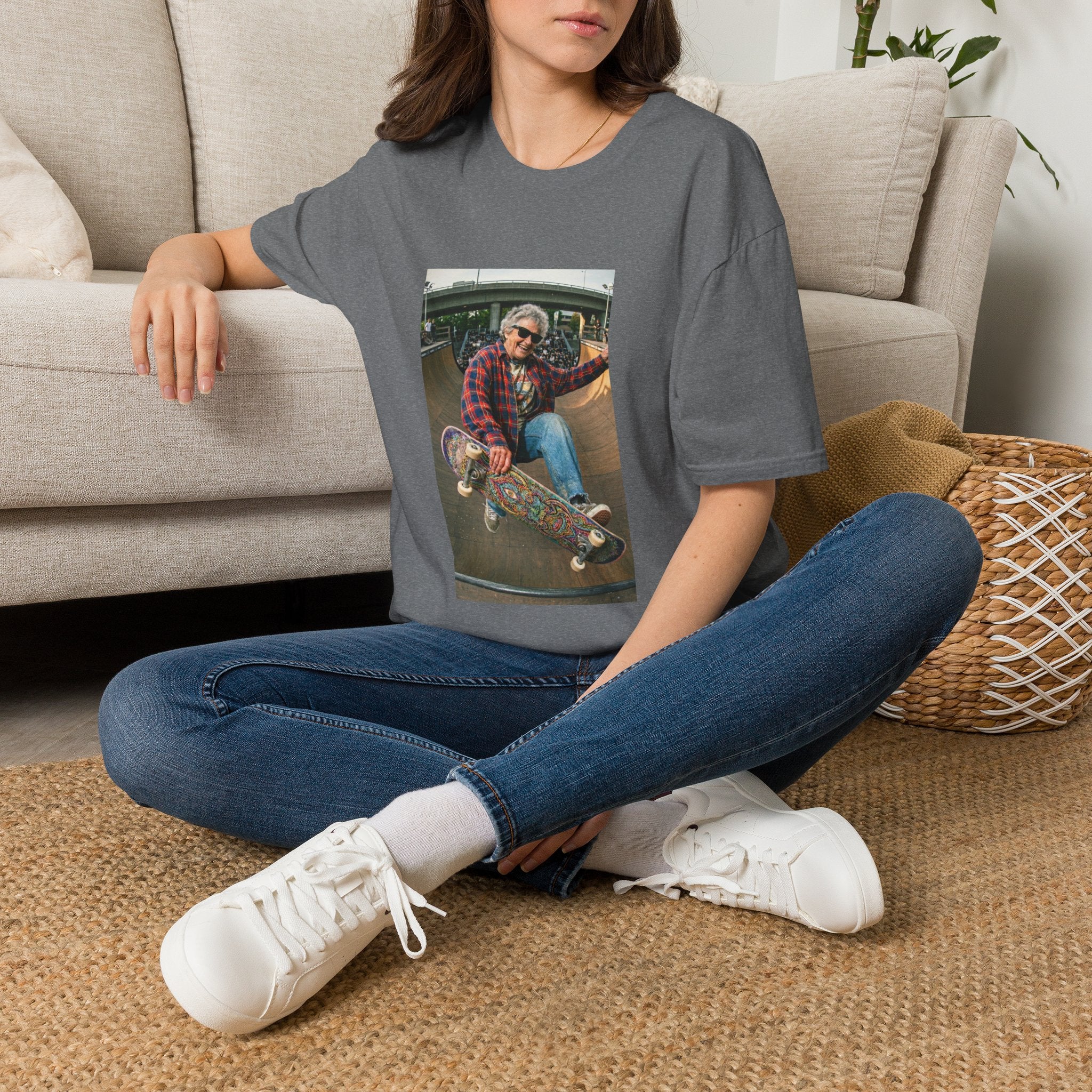 Skater Grandma — Funny Cool Skateboarding Grandma T-Shirt | Vintage Retro Graphic Tee