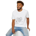 It's Complicated — Minimalist Tangled Earphones Heart T-Shirt | Music Lover Line Art Tee